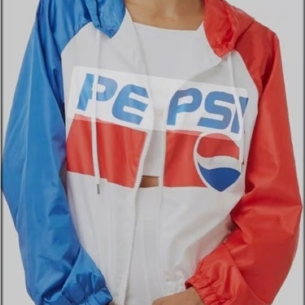 Pepsi Tri-Color Hooded windbreaker novelty classic 90s y2k medium